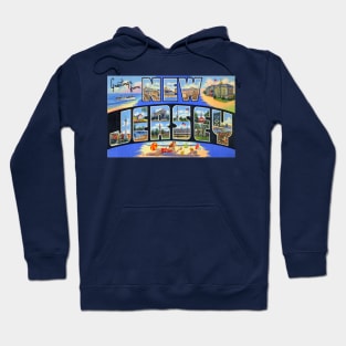 Greetings from New Jersey - Vintage Large Letter Postcard Hoodie